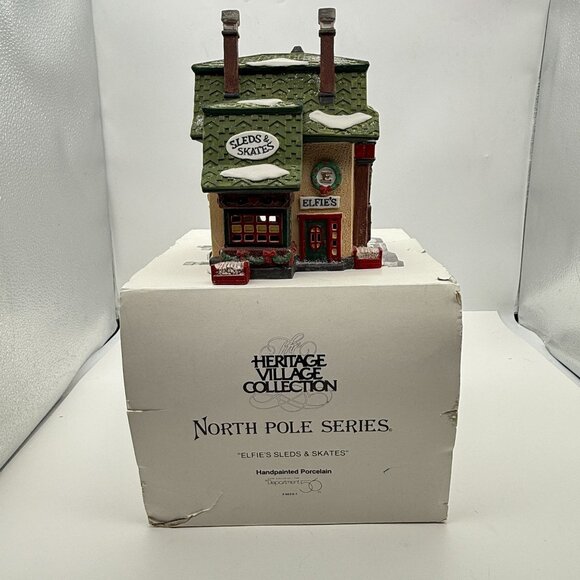 Department 56 Elfie’s Sleds & Skates North Pole Series 56251 Lighted House & Box - Picture 12 of 16